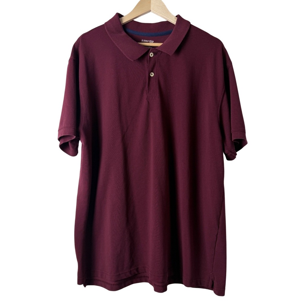 St. Johns‎ Bay Polo Shirt Mens XXL Burgundy Heritage Pique Cotton Short Sleeve